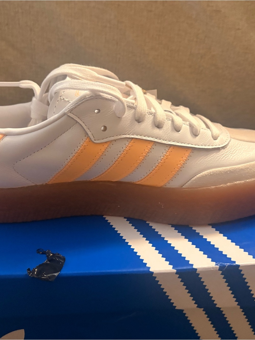 Adidas Sambas White Sneakers with Orange Stripes size 7 women
